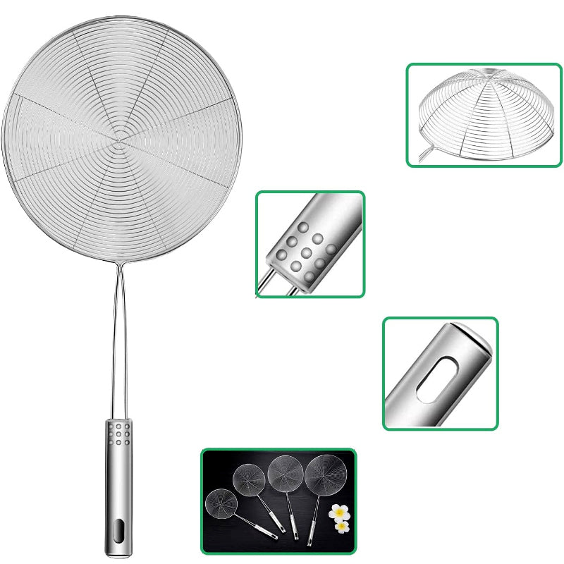 Solid 4 PCS Stainless Steel Fry Oil Strainer