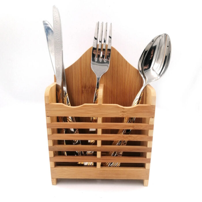 Wooden Mini Spoon Holder And Bamboo Chopstick Basket