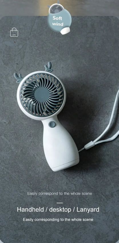 Portable Mini Desktop Fan With Usb Charging Outdoors